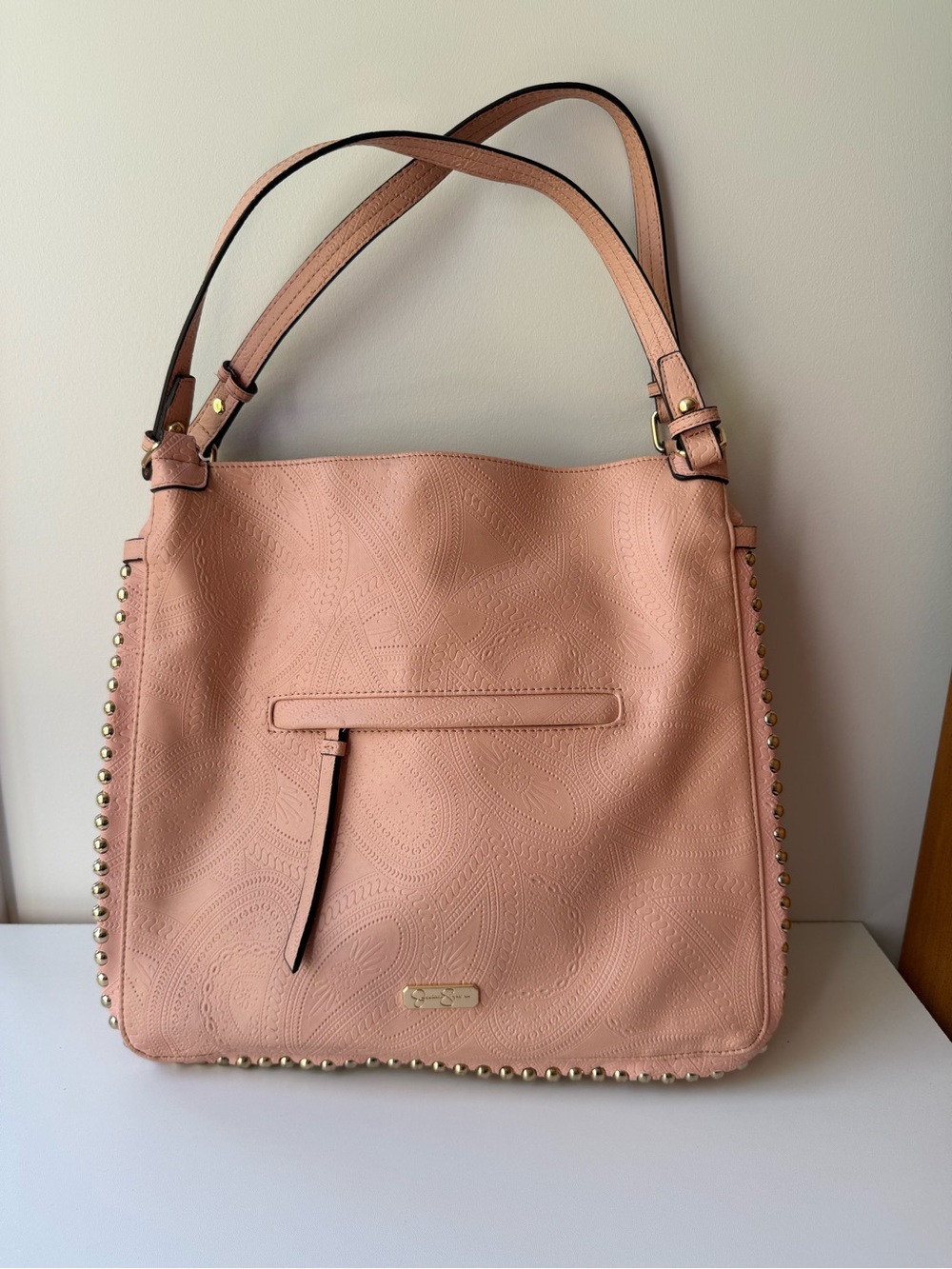Jessica Simpson Pink Stud-Trim Shoulder Bag